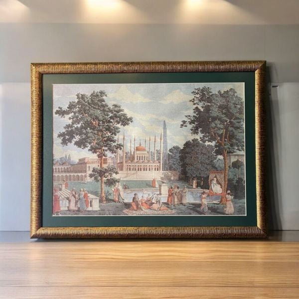 Osmanlı Tarihi Cami Ve İnsanlar Gold Çerçeveli Tablo