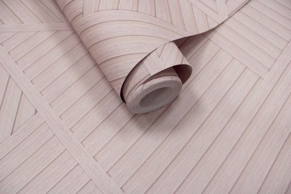Modern Geometrik Pembe Ahşap Panel Tasarım Duvar Kağıdı