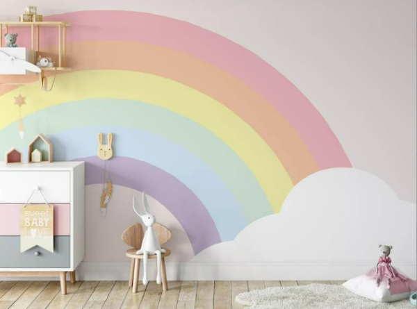 Bulutlu Gökkuşağı Çocuk Pano Kağıt