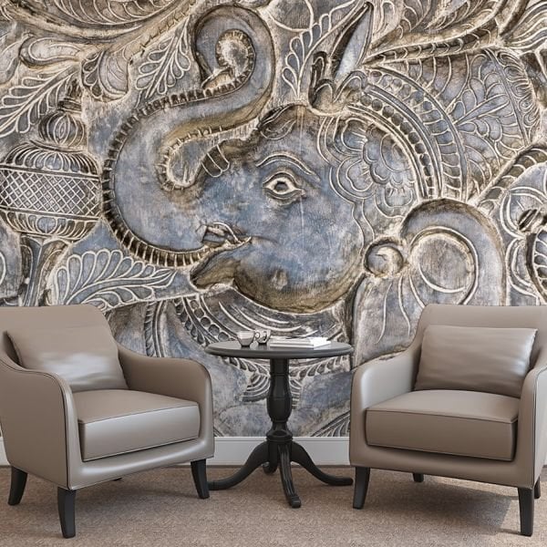 Elephant Relief Üç Boyutlu Duvar Kağıdı