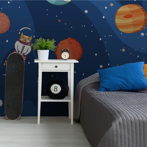 Astronauts Uzayda Kediler Duvar Kağıdı