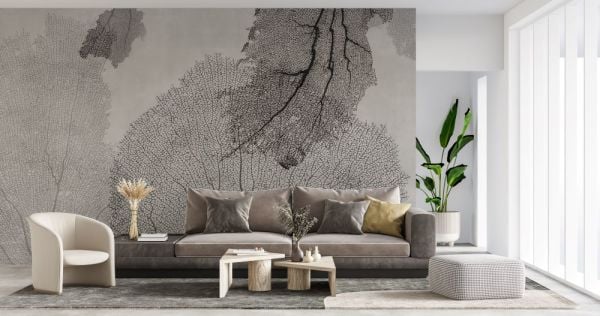 Yapraklar Gölgeli Özel Tasarım Duvar Kağıdı