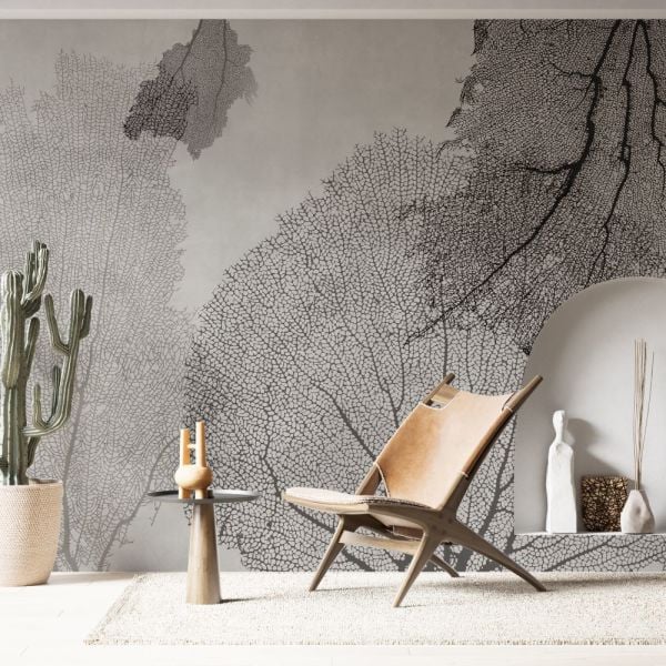 Yapraklar Gölgeli Özel Tasarım Duvar Kağıdı