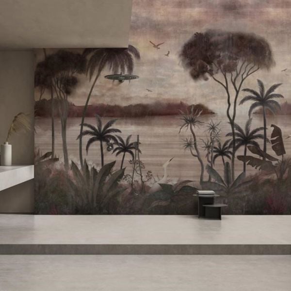 Nehir Kenarında Ağaçlar Leylek Duvar Kağıdı