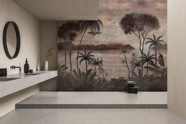 Nehir Kenarında Ağaçlar Leylek Duvar Kağıdı