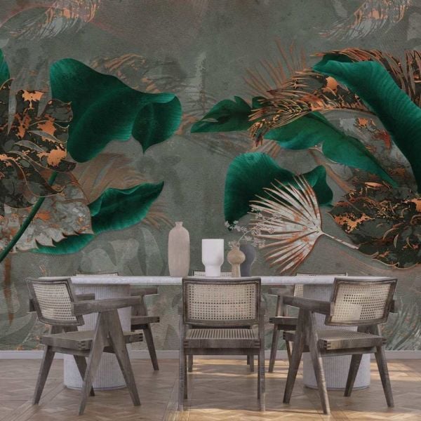 Karışık Büyük Renkli Yapraklar Duvar Kağıdı