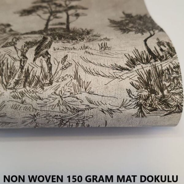 Kırlangıçlar Sepya Çam Ağaçları Sütun Duvar Kağıdı