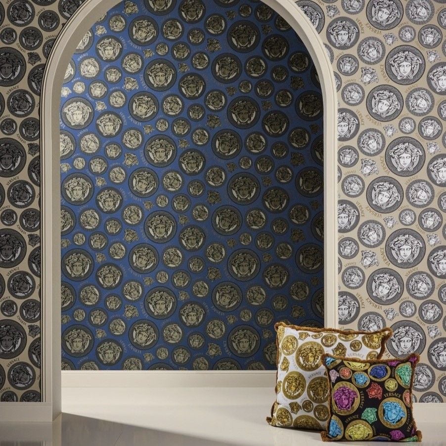 Versace 5 Medusa Head Lacivert Duvar Kağıdı