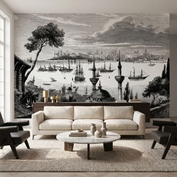 Siyah Beyaz Gemiler Kubbeler Duvar Kağıdı