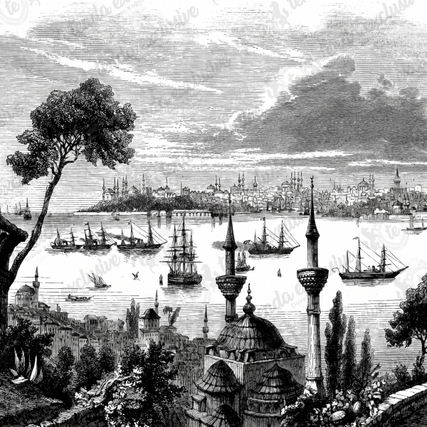 Siyah Beyaz Gemiler Kubbeler Duvar Kağıdı