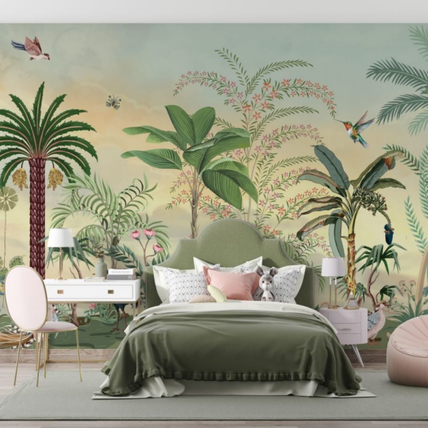 Doğayla Bütünleşen Zamansız Zarafet Duvar Kağıdı Tekstil Tabanlı Duvar Kağıdı Kullanım Alanı;Islak Alanlar