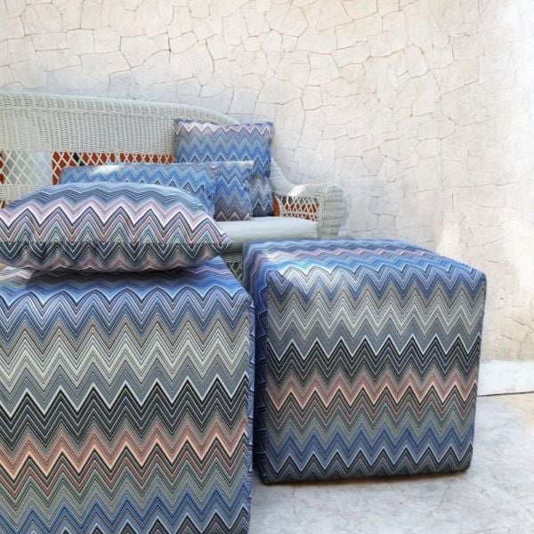 Mavi Zigzag Desenli Puf