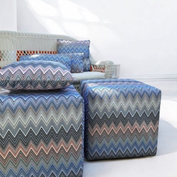 Mavi Zigzag Desenli Puf