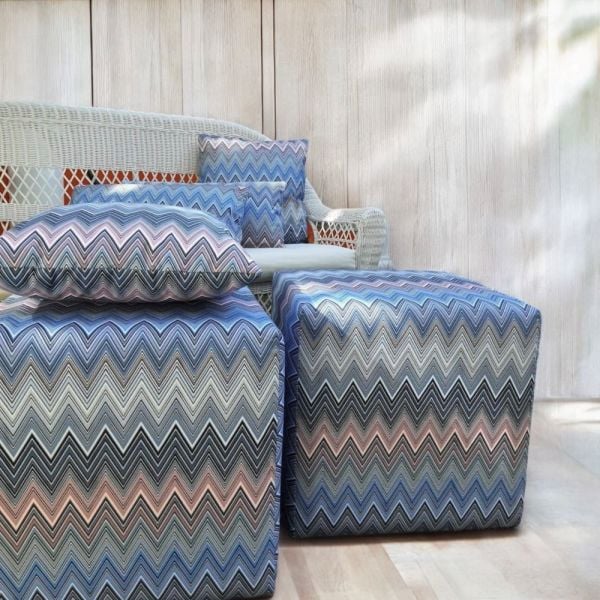 Mavi Zigzag Desenli Puf