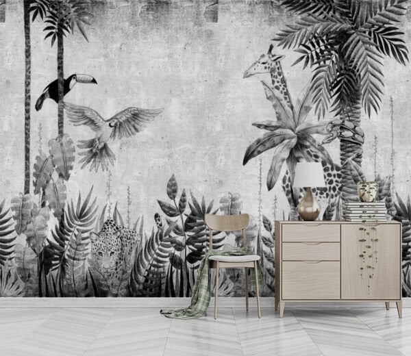 Siyah Gri Zürafa Egzotik Hayvanlar Duvar Kağıdı