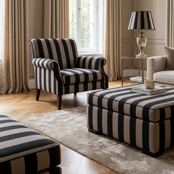 Saten Çizgili Döşemelik Perdelik Kumaş İthal