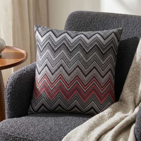 Antrasit Kırmızı Zigzag Ritmi Dekoratif Yastık