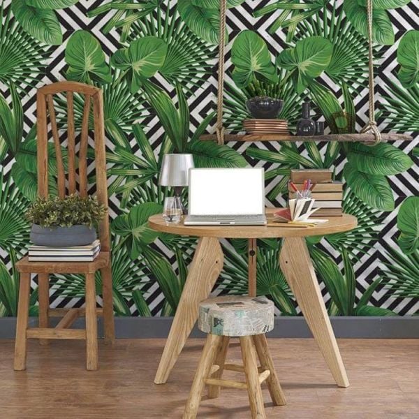 Uva Siyah Beyaz Çizgi Üzeri Yapraklar Duvar Kağıdı