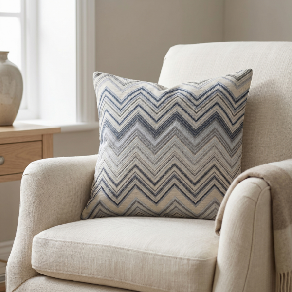 Bej Gri Soft Zigzag Desenli Dekoratif Yastık