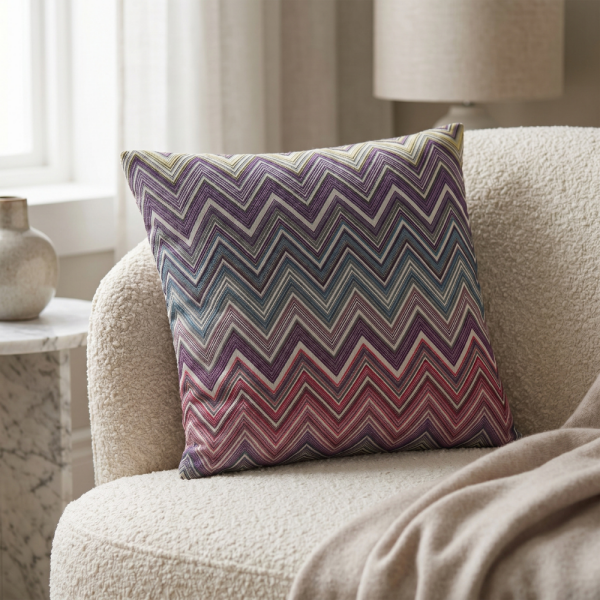 Prizma Renk Geçişli Zigzag Dekoratif Yastık