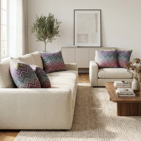 Prizma Renk Geçişli Zigzag Dekoratif Yastık