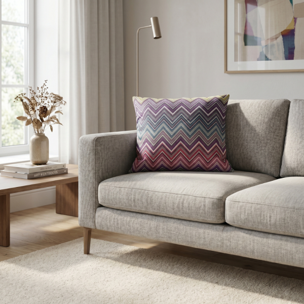 Prizma Renk Geçişli Zigzag Dekoratif Yastık