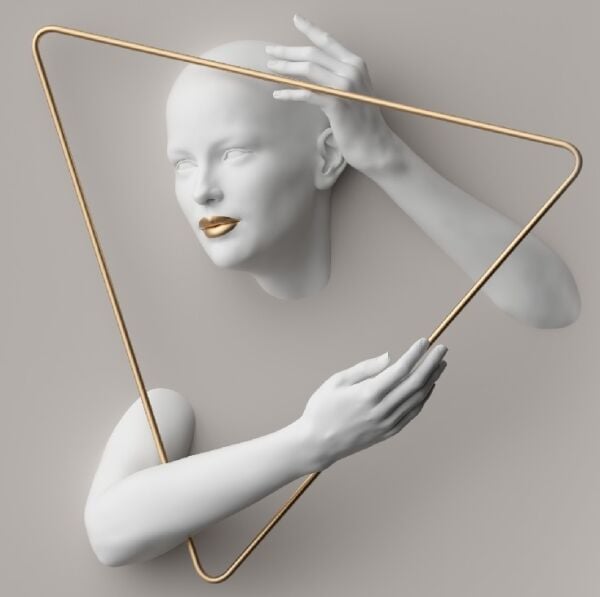 Minimal Gold Şekiller İçinde Kadınlar Duvar Kağıdı