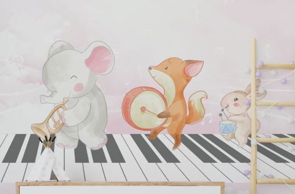 Uva Piyano Üzerinde Fil Tavşan Duvar Kağıdı