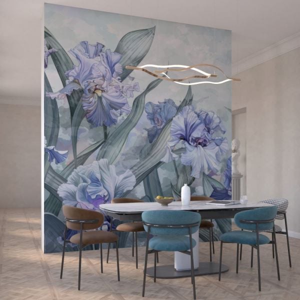 İris Çiçeği Mavi Lila Tonlarına Hakim Duvar Kağıdı