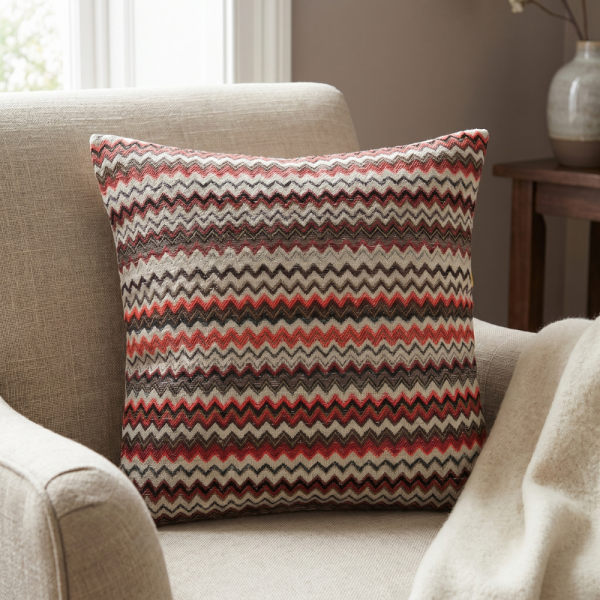 Etnik Şerit Zigzag Desenli Dekoratif Yastık