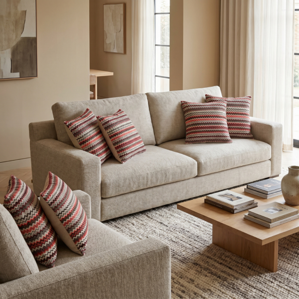 Etnik Şerit Zigzag Desenli Dekoratif Yastık