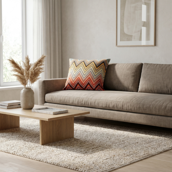 Alev Geçişli Zigzag Desenli Dekoratif Yastık