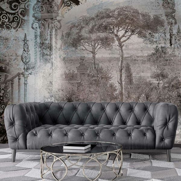 Oryantal Şal Puslu Orman Desenler Duvar Kağıdı