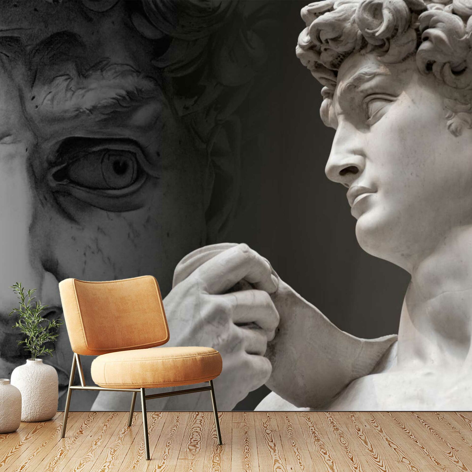 3D Rölyef David Heykel Duvar Kağıdı