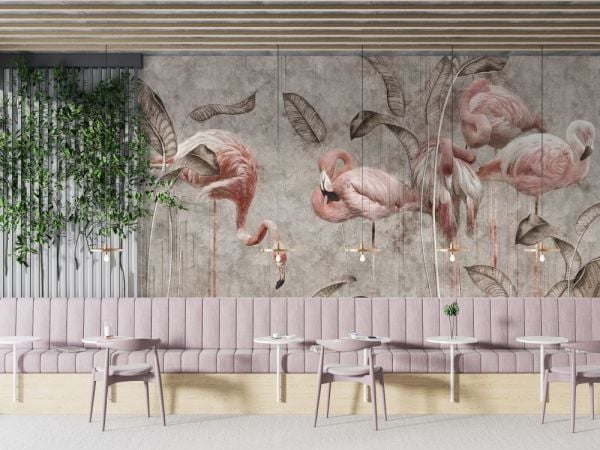 Pelikanlar Ve Kauçuk Yaprakları Duvar Kağıdı