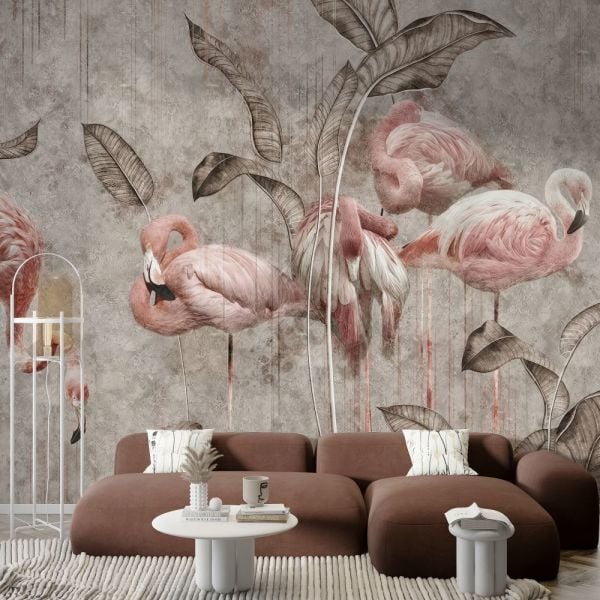 Pelikanlar Ve Kauçuk Yaprakları Duvar Kağıdı