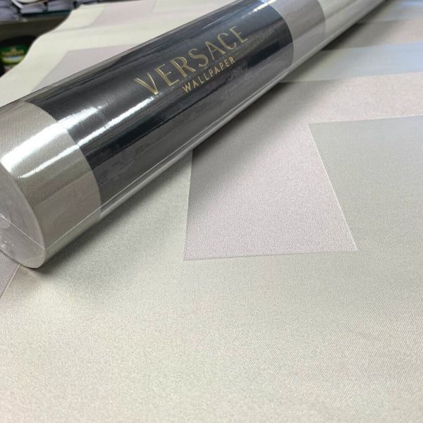 Versace Gümüş Gri Labirent Desen Duvar Kağıdı