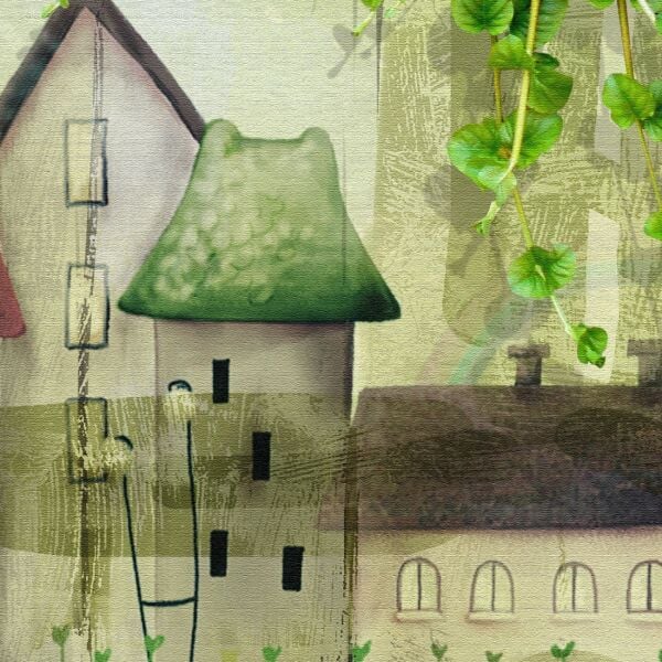 Uva Sarmaşıklar İçinde Minik Köy Duvar Kağıdı