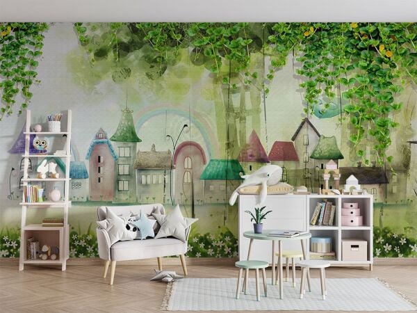 Uva Sarmaşıklar İçinde Minik Köy Duvar Kağıdı