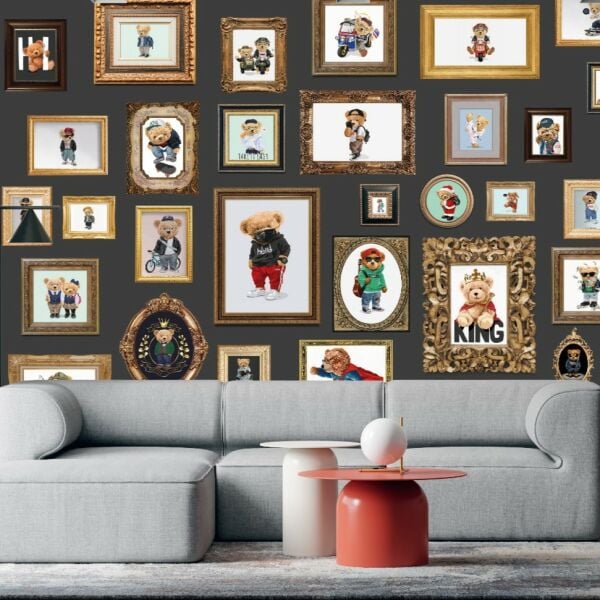 Teddy Bearlar Çerçeve Detaylı Boyutlu Duvar Kağıdı