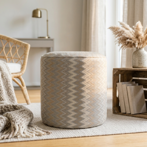 Zigzag Desenli Modern Tasarım Puf