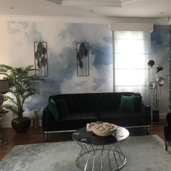 Zemheri Dizi Mavi Beyaz Suluboya Duvar Kağıdı