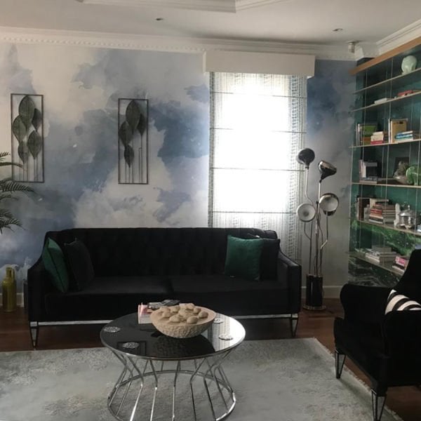 Zemheri Dizi Mavi Beyaz Suluboya Duvar Kağıdı