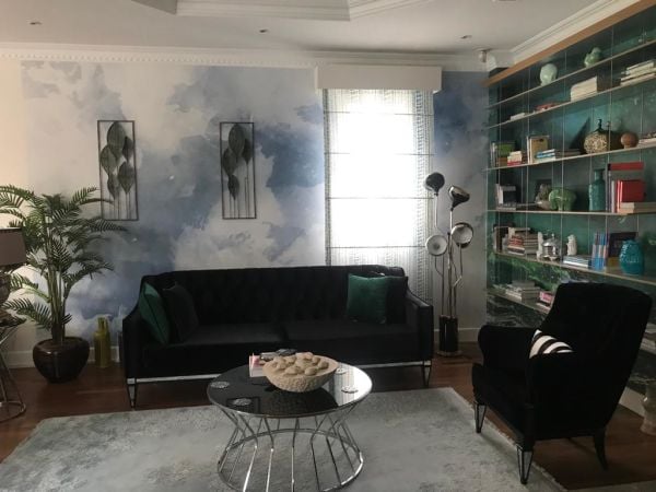 Zemheri Dizi Mavi Beyaz Suluboya Duvar Kağıdı