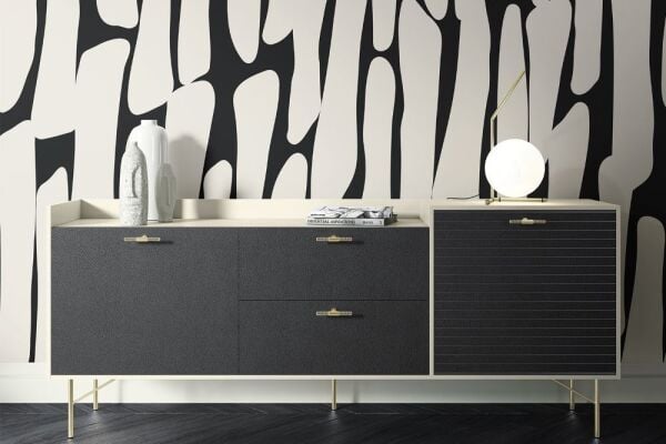 Siyah Beyaz Tasarım Geçişli Duvar Kağıdı