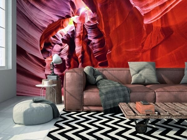 Canyon Desen Mercan Renk Duvar Kağıdı