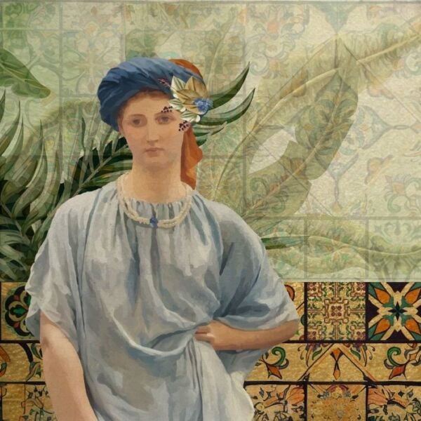 Antik Çağ Elbiseli Kadınlar ve Yapraklar Duvar Kağıdı