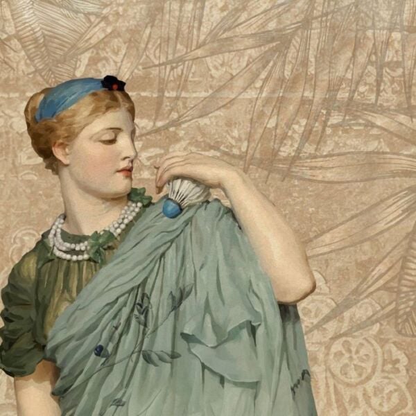 Antik Çağ Elbiseli Kadınlar ve Yapraklar Duvar Kağıdı