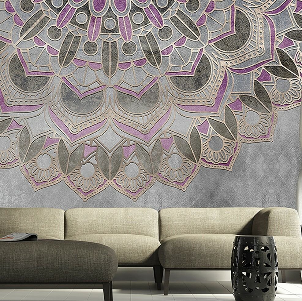 Mor Kahve Vizon Mandala Duvar Kağıdı