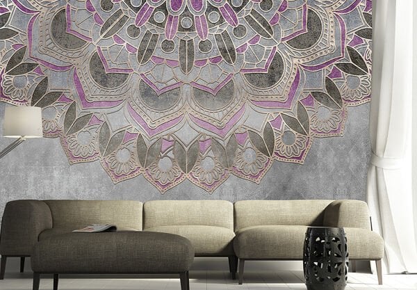 Mor Kahve Vizon Mandala Duvar Kağıdı